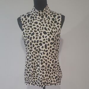525 America Black and White Leopard Mock Neck Tank